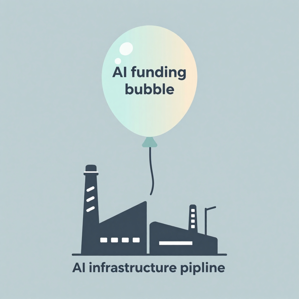 AI funding bubble vs infrastructure pipeline illustration