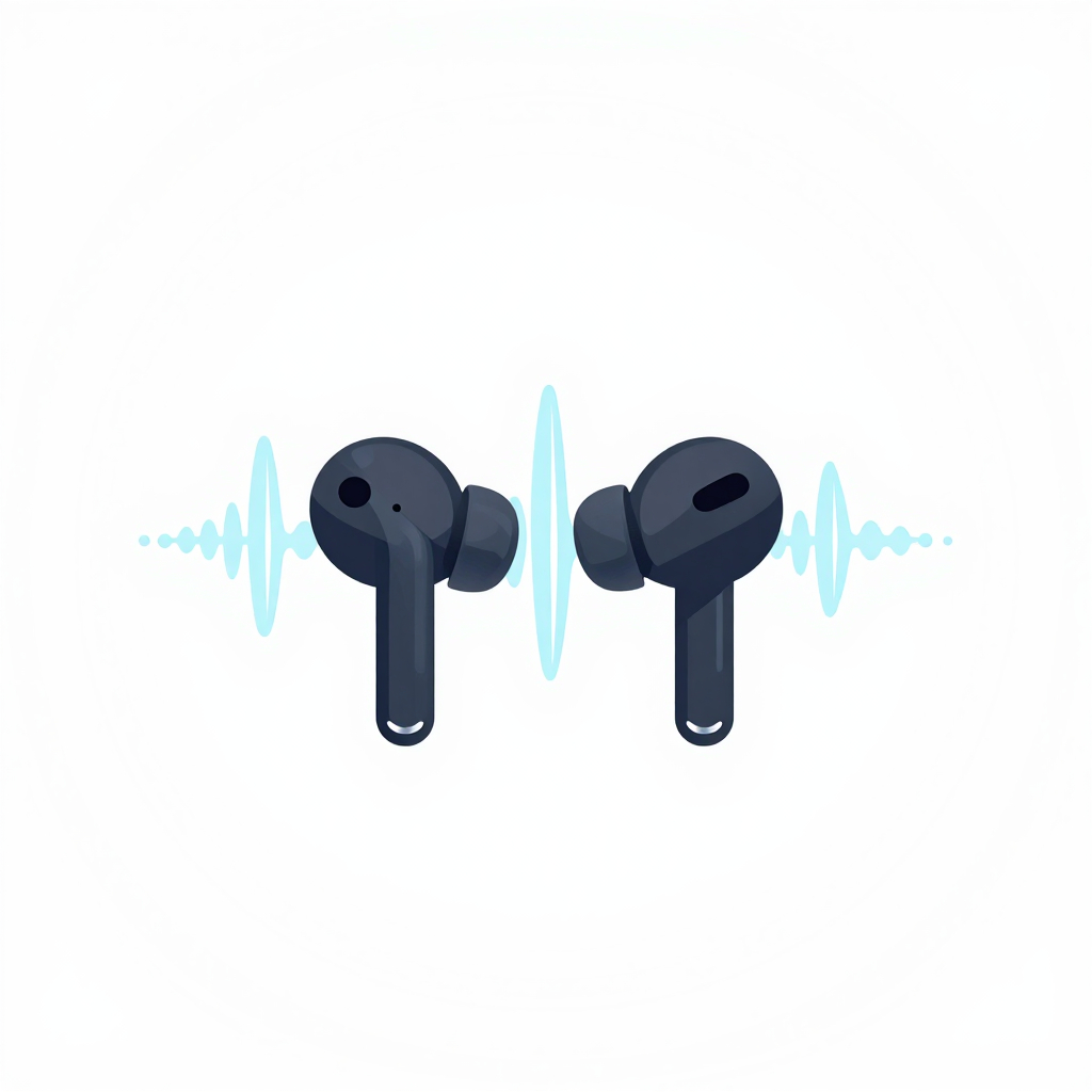 Sleek AI earbuds illustration