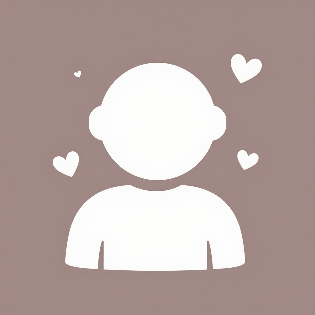Stylized chatbot silhouette surrounded by subtle heart icons