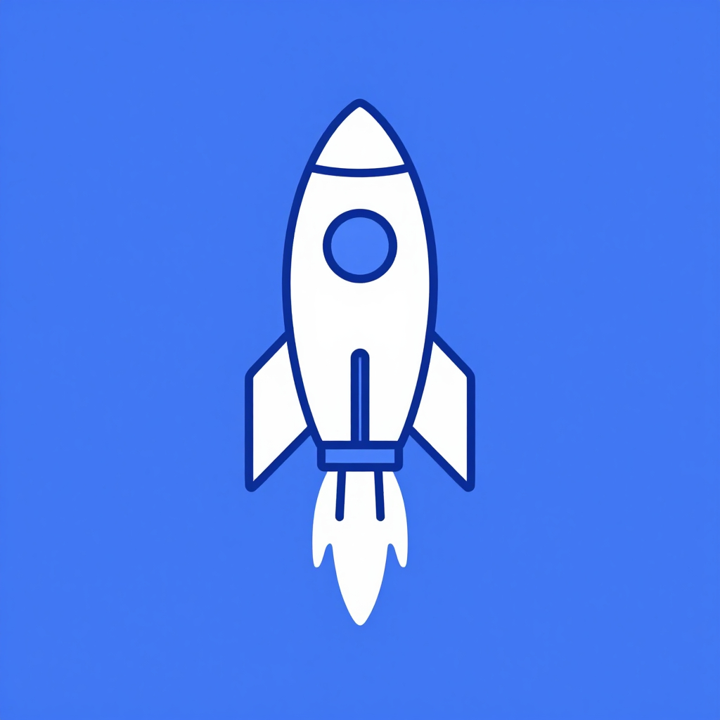 Icon of a rocket propelled by AI circuitry, symbolizing rapid startup growth